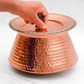 Pure Copper Handi With Lid for Cooking – Tin Coated (Kalai) – Handcrafted Hammered & Traditional Design